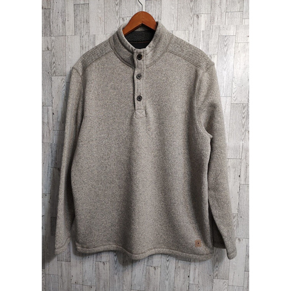 G. H. Bass & Co. Man Gray Pullover Sweater Size XLarge long sleeves Button up - Picture 1 of 10